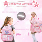 Lovely Girls Backpack School Bag for Students Kids Book Bag with Multiple Pockets Splash-proof Children's Backpack（17inch Pink）