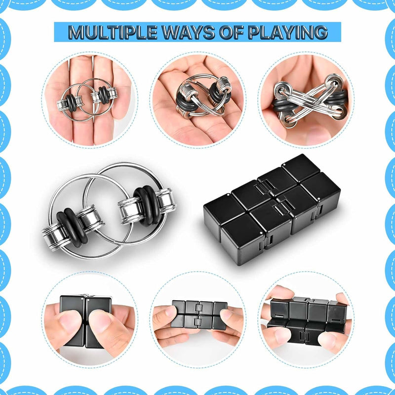 5PC Fidget Toys Adults Set Fidgets for Classroom Must Have Autism Sensory Pack Figette Cube ADHD Special Treasure Prize Tool Stress Relief Desk Cool Gadget for Kid Easter Basket Stuffers for Teen Boys