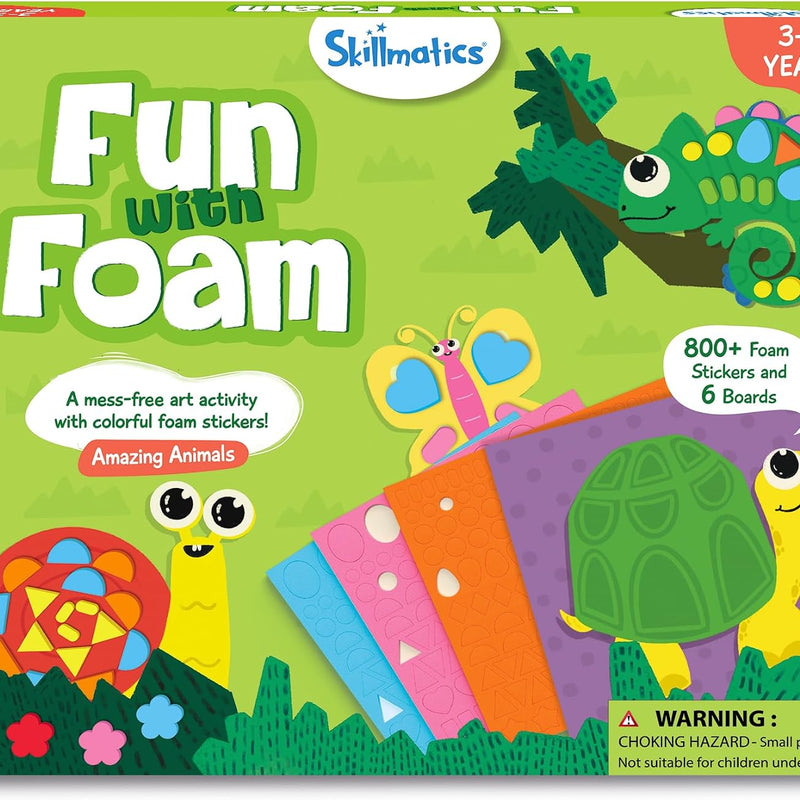 Skillmatics Fun with Foam Sticker Art – Animals, Craft Kit, Gift for Kids | 3D Foam Stickers, Travel Toy, Mess-Free Fun for Boys & Girls, DIY Felt Craft Kits for Ages 3, 4, 5, 6, 7
