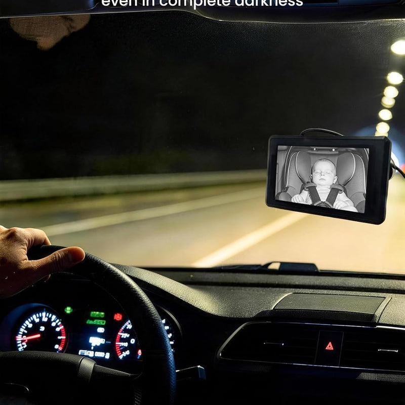 GROWNSY Baby Car Camera with Night Vision, 4.3 Inch HD Display | Baby Car Monitor with Wide Clear View, Rear Facing to Observe Baby, 360° Adjustable, Auto IR Night Vision