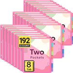 Taja 16 Count Dividers for 3 Ring Binder with Two Pockets, 8 Tabs Set, Plastic Binder Index Dividers, Perfect for Office & School Organization Supplies, Bright Colors, 2 Set