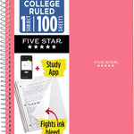 Five Star Spiral Notebook + Study App, 1 Subject, College Ruled Paper, 8-1/2" x 11", 100 Sheets, Fights Ink Bleed, Water Resistant Cover, Amethyst Purple (38744)