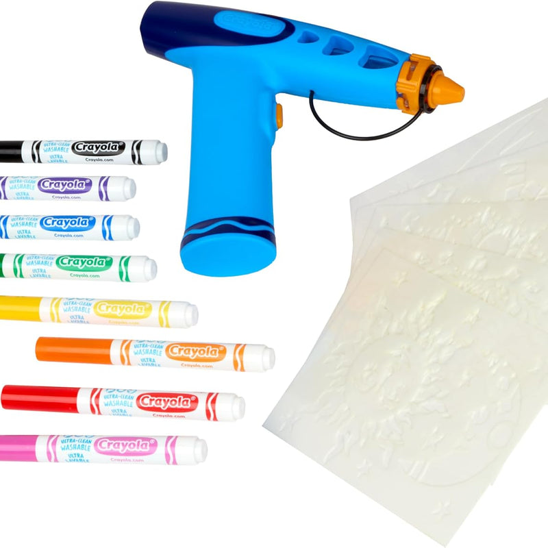 Crayola Marker Airbrush Spray Art Kit, Battery-Powered Sprayer with 8 Washable Markers & 5 Stencils, DIY Craft Set, Ages 6+