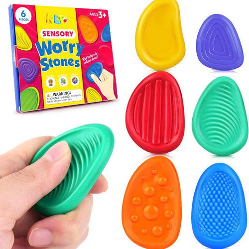 Fidget Toys Sensory Stone for Kids: 6 Pack Textured Soft Worry Stone for Autism Kids Calming - Fidget Stress Toys for Students Stress Relief - Small Prizes Fidget Toys
