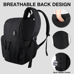 KEOFID Travel backpack for Men and Women, Anti Theft Laptop Backpack with USB Charging Port for Work, Large Bag for College, Carry-on Backpack with Luggage Strap, Water Resistent(Black)