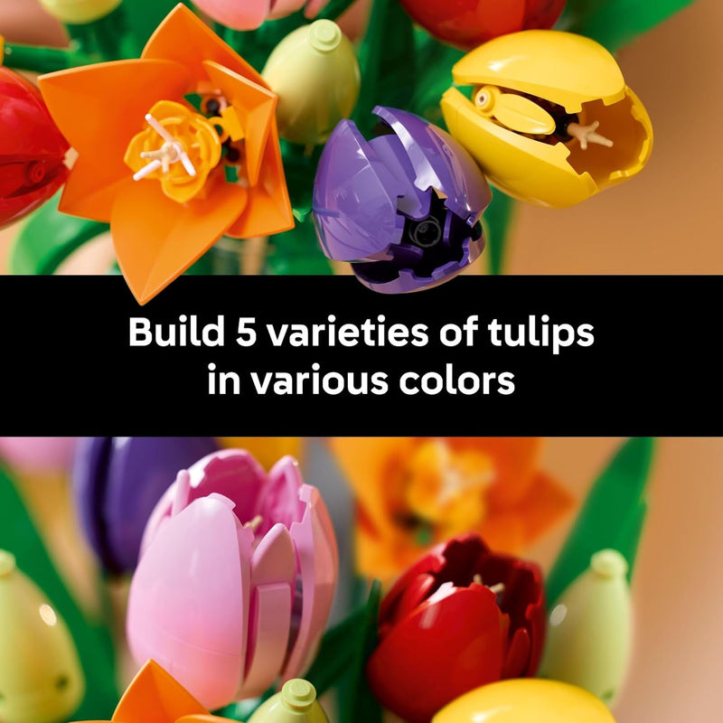 LEGO Botanicals Tulip Bouquet Building Set - Adults, Artificial Flowers, Home Decor, Craft Kit, Gift for Women & Men, Ages 18+