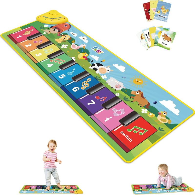 FOKI Floor Piano Mat for Toddlers, Sensory Educational Dancing Musical Keyboard Carpet Toy