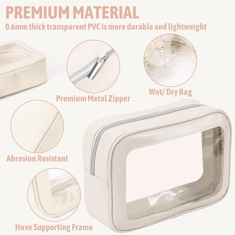 YOPCDJ 5PCS Diaper Bag Organizer Pouch Set, TSA Approved Toiletry Bag，Clear Waterproof TPU Makeup Bag Set Travel Organizer Bags for Women and Kids