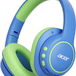 Acer OHR702 Kids Bluetooth Headphones for School with Built-in Mic,Over-Ear | 75H Playtime, Bluetooth 6.0, 3.5mm Jack Aux Cord, 85dBA Safe Volume, USB-C Fast Charging, for iPad/Travel/Tablet- Blue Green