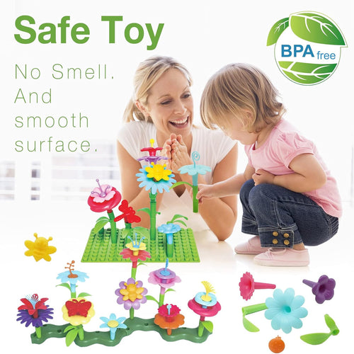 iqkidz 3-6 years old flower garden building toy with insect pegs educational activity gifts for girls preschool-kindergarten