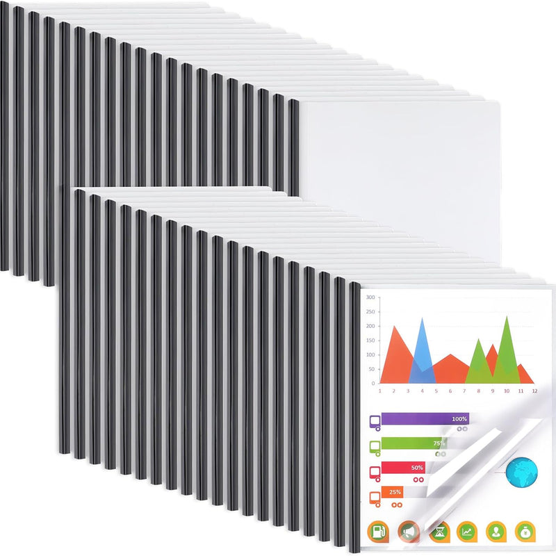 Report Covers with Sliding Bar, Clear Report Covers for A4 and Letter Size Paper, Resume Covers Presentation Folders File Document Binder for School Business, 70 Sheet Capacity