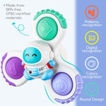 ALASOU 3PCS Pop Suction Cup Spinner Sensory Airplane Travel Toys for 1 Year Old Boy Girl Infant Toddlers|Novelty Spinning Tops 12 18 Months|1 2 Year Old Boy Birthday Gift|Baby Bath Toy Kids Ages 1-3