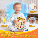 Grarain Busy Board: Montessori Educational Toy for 1-3 Year Olds, Sensory Learning Activity for Autism