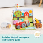 Melissa & Doug Blockables Farm Snap and Play Connectable Wooden Blocks Play Set for Preschoolers (56 Pcs)