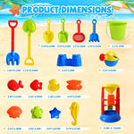 Beach Toys, 19 Piece Sand Toys Set Kids Sandbox Toys Includes Water Wheel Beach Tool Kit Bucket Watering Can Molds with Mesh Bag for Kids Ages 3-13