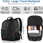 LifetimeWarranty Extra Large Travel Backpack With 52L Capacity, Long-Term Durability TSA Backpack,Anti-Theft 17.3" Big Business Laptop Backpack for Men&Women,Water Resistant College Rucksack Bag Black