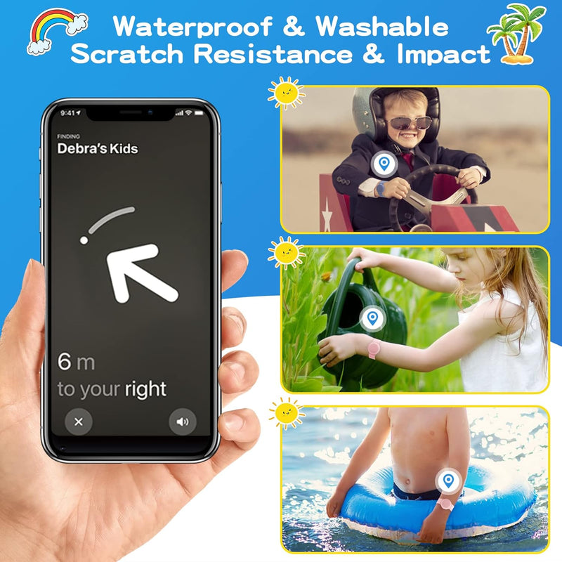 Waterproof Airtag compatible silicone bracelets for kids, 2 pack hidden wristband, lightweight tracker watch band