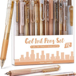 Four Candies Gel Pens, Cute Pink Pens Black Ink, 0.5mm Fine Point, 12-Pack | Back to School Supplies, Office Essentials for Women, Girly Stationery Set, Aesthetic Desk Decor & Accessories - Rose