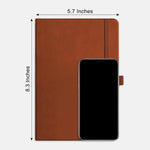 RETTACY Graph Grid Paper Notebook, 192 Pages, A5 Medium Size (5.7'' x 8.3''), 5 Squares per Inch, Leather Hardcover, 100 GSM Thick Paper, for School, Students, Math, Engineering (Brown)
