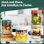 DIMBRAH Overnight Oats Containers with Lids,16oz Glass Jars with Lids - Set Of 4, Practical Oatmeal Container to Go, Chia Seed Pudding Jars, Baby Food Containers