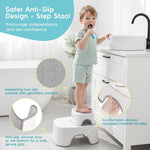 Maliton Potty Training Toilet Seat & Step Stool, 2-in-1 Anti-Slip Grey | Potty Seat + Separate Step Stool, Adjustable Fits More Toilets, Anti-Slip, Sturdy, Splash Guard, Easy clean，Boys & Girls.