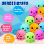 12 Pack Stress Balls for Adults, Cute Octopus Fun Squish Ball, Fidget Toys Bulk Squishy Squeeze Ball Set and Birthday Party Favors Toys for Kids