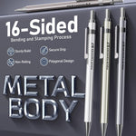 Four Candies 4PCS Metal Mechanical Pencil Set with 0.7mm Medium Point, 480 Leads, 12 Erasers, Fancy Mechanical Pencils Pack with Case for School Writing, Art Drawing & Drafting