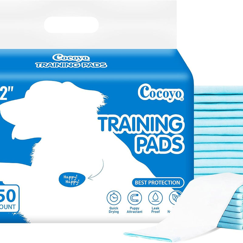 COCOYO Best Value 22"x22" Dog Training Pads 50 Count | Dog Pee Pads | Super Absorbent Puppy Pads,White