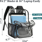 PACKISM Clear Backpack for School - 17 inch Large Heavy Duty Bookbag, Reinforced See Through PVC Transparent Backpack