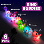 Tub Works Dinos Light Up Bath Toys, 6 Pack for Toddler Sensory Play and Bath Time Fun