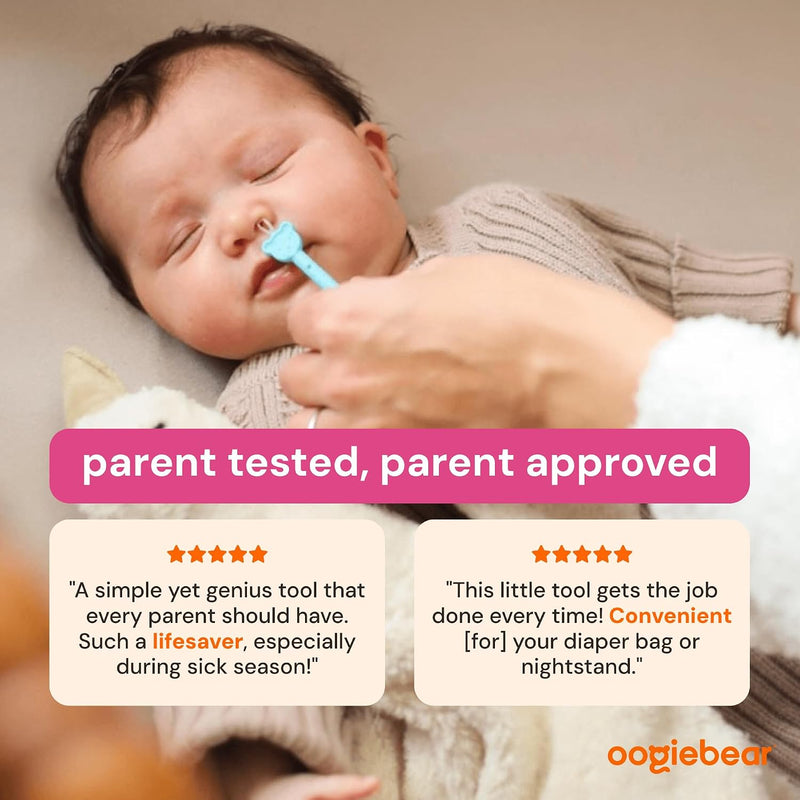 oogiebear Baby Nose & Ear Picker, Safe Booger Remover Tool, 1 Piece, Blue | Safe Dual-Ended Nose Cleaner & Ear Wax Remover for Newborns, Infants & Toddlers, BPA-Free, Patented, Baby Registy Essential