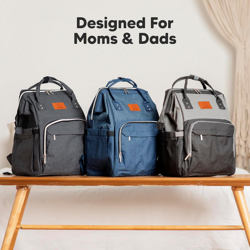 KeaBabies Baby Diaper Bag Backpack, Baby Bag for Boys, Girls (Trendy Black) | Large, Waterproof, Multi Function, Travel Diaper Backpack with Changing Pad, Durable Travel Essentials for Moms and Dads