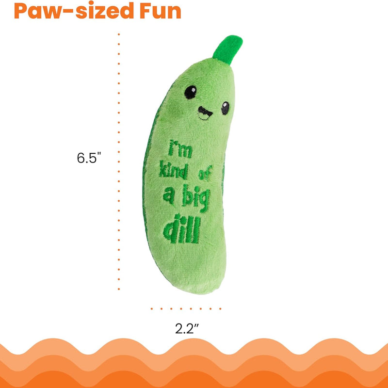 Catstages Crunchy Pickle Kicker Cat Toy – Plush Crinkle Toy with Catnip and Dental Mesh, 6.5"