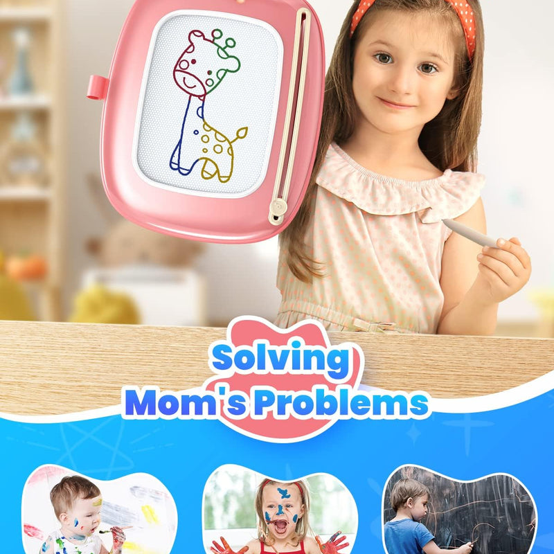 Seimome Magnetic Drawing Board, Toddler Girl Toys for 1-3 Year Old, Doodle Board Learning and Educational Kids Toys for 1 2 3 Year Old Baby Birthday GIF- Pink