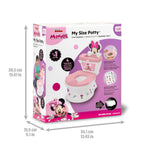 Bright Starts Disney Junior Minnie Mouse My Size Potty Training Toilet, Toddler Potty Chair with Flushing & Cheering Sounds, Removable Seat with Splash Guard & Handles, Ages 18+ Months, Up to 50 lbs