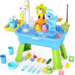 2026 Upgraded Water Table for Toddlers 1-3 - Outdoor Toys for Kids Ages 4-8 with Pump, Summer Outside Sensory Activity Pool Toys, Kitchen Play Sink Toy with Running Water, Fishing Toy, Pink
