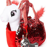 Little Jupiter Plush Pet Set w/Purse - Stuffed Animals for Girls - Unicorn Plush - Stuffed Plushies - Gift for Age 4-5 - 6-7 yrs (White Unicorn)