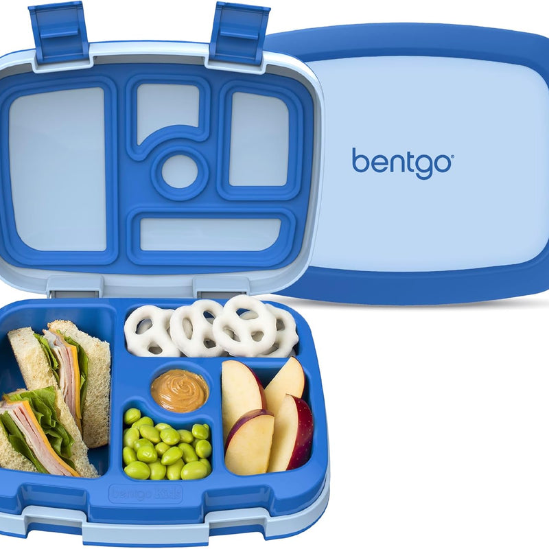 Bentgo Kids Bento-Style 5-Compartment Leak-Proof Lunch Box - Just-Right Portions for Ages 3 to 7, Durable, Drop-Proof, Dishwasher Safe, PFAS & BPA-Free & Made with Food-Safe Materials (Blue)