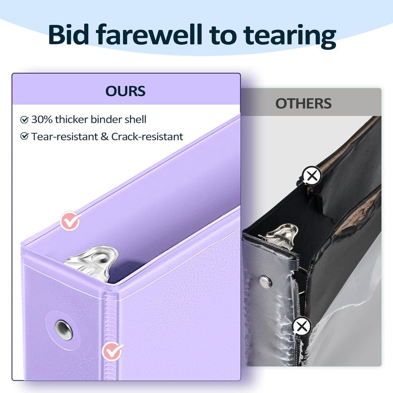 BinderX Extra Durable 3 Ring Binder, Round Rings 1 Inch Binder, Fits 175 Sheets of 8.5x11 Paper, Customizable View Cover with Inside Pockets, Cute 1" Binders, 1 Inch Binders 3 Ring, Pink