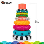 Sassy Stacks of Circles Stacking Ring STEM Learning Toy, 9-Piece Set for 6+ Months