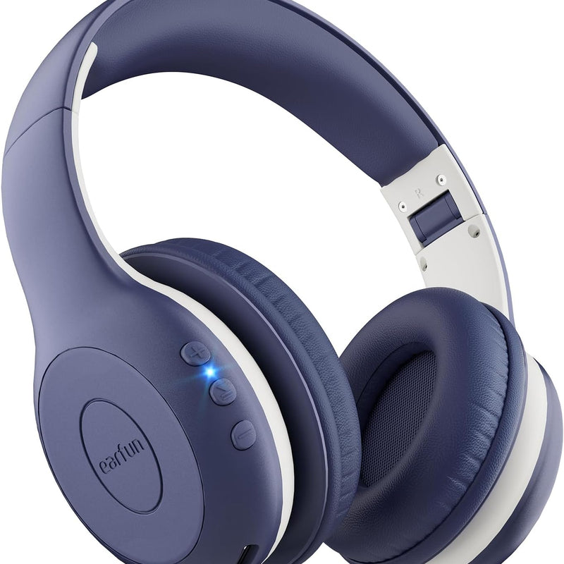 EarFun K2 Kids Bluetooth Headphones for School, Kids Headphones with Mic | Volume Limited, 40H Playtime, Built-in Mic, Stereo Sound, Foldable Over-Ear Headphones for Kids/Toddler/Travel/Tablet, Blue
