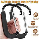 2 Pack Stroller Hooks, 6.3" Large Stroller Clips, Carabiner Clip | Stroller Hook for Hanging Diaper Bags and Shopping, Universal Stroller Accessories for Mommy