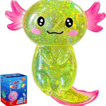 Axolotl Squishy Glitter Stress Relief Toy, Stretchy Axolotls Stress Ball, Relief Squishy Toys, Fidget Toys for Kids Youth Adult, Salamander Gift for Party Birthday Christmas (Pink)