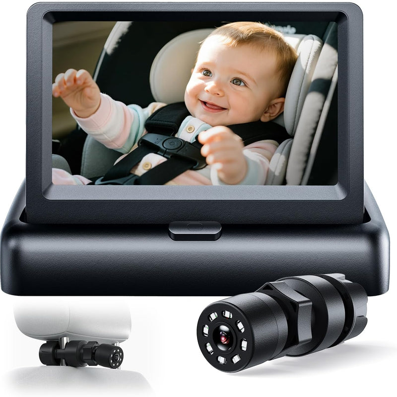 Itomoro Baby Car Camera, Easy Install, 1080p Clear View, Reliable Design | Night Vision with Rear-Facing Car Baby Monitor Built-in screen design 360° adjustable view car camera for baby