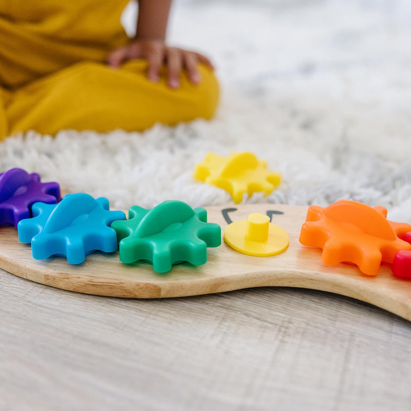 Melissa & Doug Rainbow Caterpillar Gear Toy with 6 Interchangeable Gears | 7 Pcs, Wooden Peg Base, 6 Interchangeable Color Gears, Motor Skill Building Play, Toddler Learning Toys for Kids, Ages 1.5+