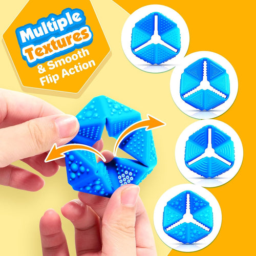 KLT Fidget Sensory Toys for Kids: Quiet Silicone Sensory Flip Cube with Textures - Calming Toys for Autism Kids Stress Reduce - ADHD Fidget Toys for Classroom Focus