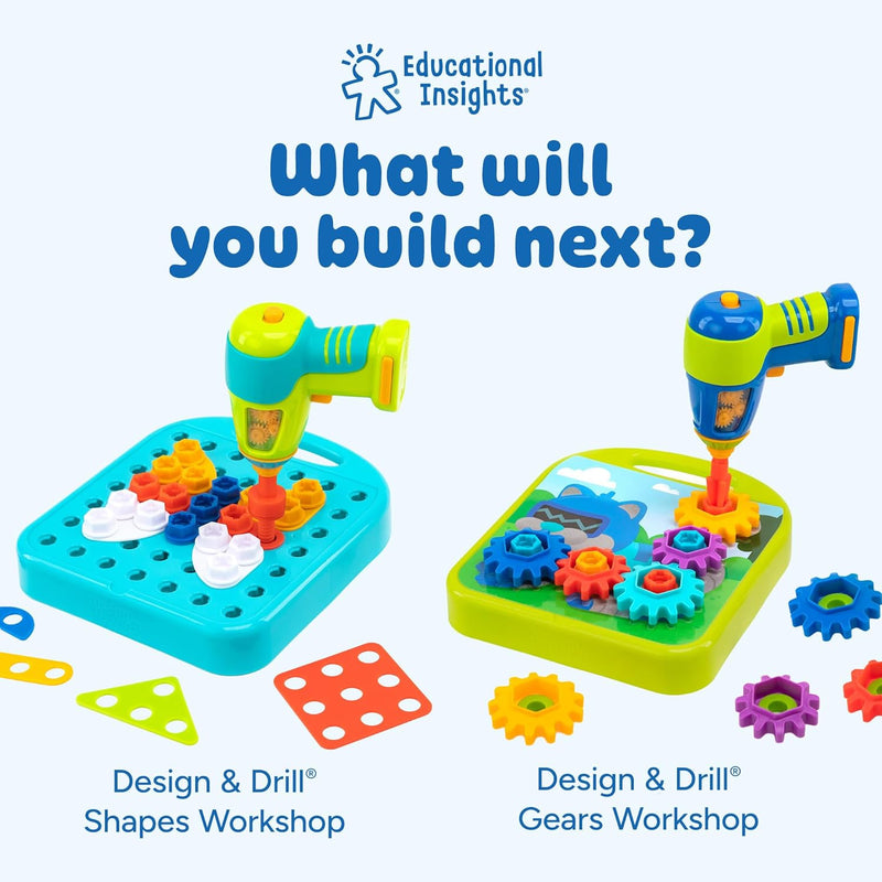 Educational Insights Design & Drill ABCs & 123s Building Construction Toy Set for 3+ Year Old Toddler STEM Learning