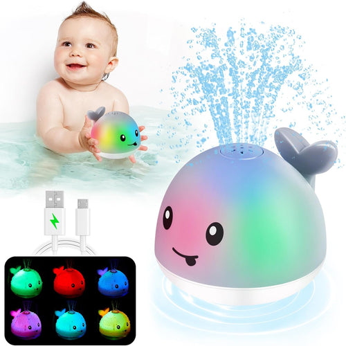 Anggiko Baby Bath Toy, Light Up Whale Sprinkler for Toddlers Ages 1-3, 6-12 Months Rechargeable Battery Toy Gift