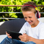 Super Mario Wireless Bluetooth Portable Kids Headphones with Microphone, Volume Reduced to Protect Hearing Rechargeable Battery, Adjustable Kids Headband for School Home or Travel