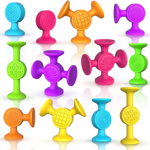 Toddlers Suction Cup Bath Toys: 12 Pcs Sensory Suction Bath Toys for Toddler, Kids Suction Fidget Toys Suction Cup Toys for Windows Travel